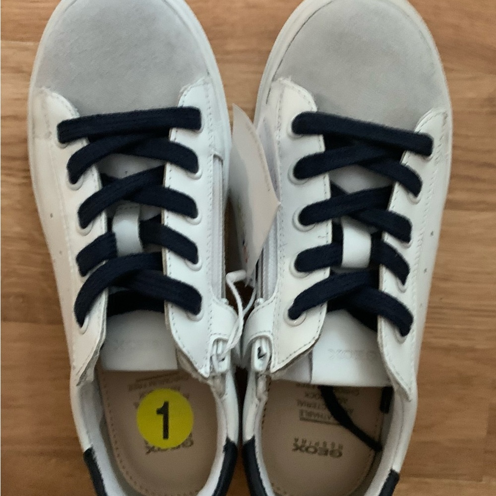 Geox Kids White and Black Sneakers